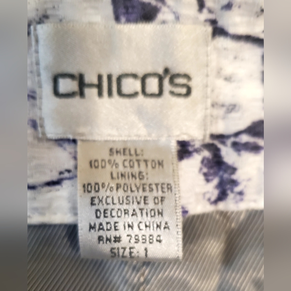 Chico's Blue And White Patterned Jacket - image 3